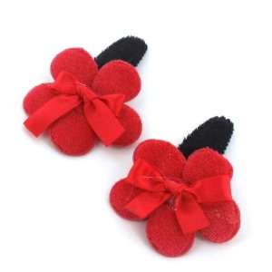 Red / Toddler/Girl/Teenager Flower Shaped with ribbon Bow Hair Clip 