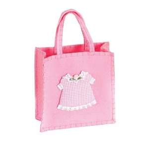  Baby Girl Gingham Dress Pink Felt Bag Party Favor Tote 