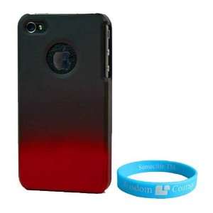  Black Red Fade iPhone 4 Cover + Wisdom * Courage Wristband 