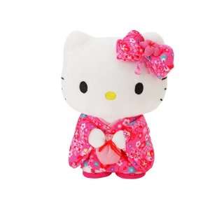  Sanrio Hello Kitty Small Standing Plush Doll Pink Kimono 