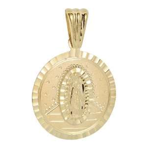  14k Yellow Gold, Virgin Mary Guadalupe Medal Pendant Charm 
