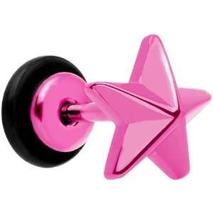  16 Gauge Pink Titanium Star Cheater Plug Jewelry