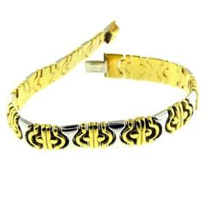  18 KT WHITE AND YELLOW GOLD FASHION LINK BRACELET Jewelry