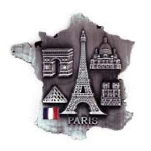  Fridge Magnet 5 Monuments of Paris in a France Map 2.5x2 