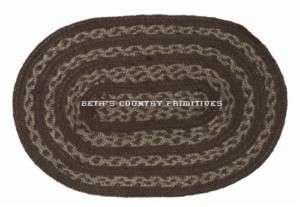COUNTRY PRIMITIVE BROWNSTONE BRAIDED 27x48 OVAL RUG  