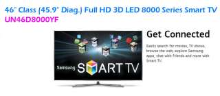SAMSUNG 46 HD 3D LED 8000 Series Smart TV UN46D8000YF  