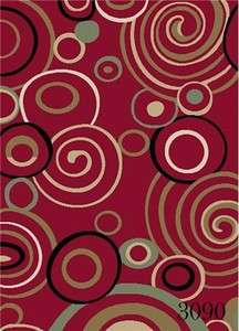 Swirls Red Modern Design Area Rug Carpet (BEST 4 SIZES 2X8, 4X6, 5X8 