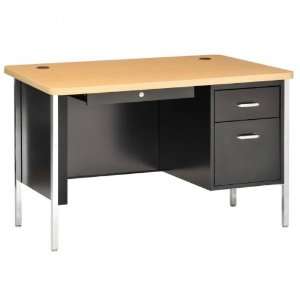   Series Steel Teachers Desk (Black/Medium Oak) (29.5H x 48W x 30D