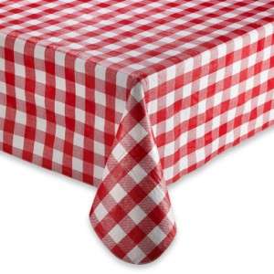 Plastic Red And White Checkered Tablecloth 54 x 108  