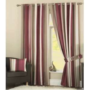   Red Eyelet Curtains   Stripe Whitworth   66 x 54