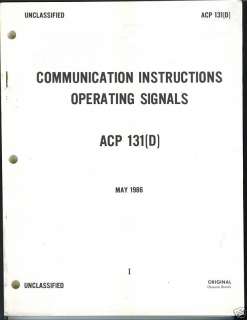 Commo Instructions, Operating Signals ACP 131(D), 1986  