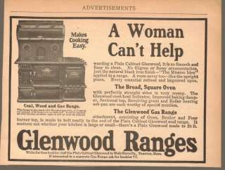 1914 Print Ad Glenwood Ranges Stove Cooking easy MA  