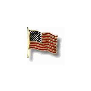  American Flag Lapel Pin 14K White Gold 
