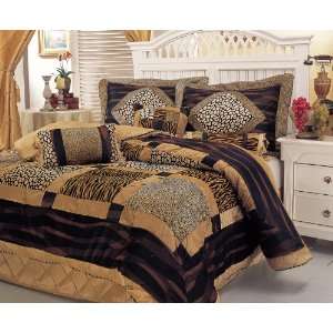    7Pcs King Cheetah Velvet Bedding Comforter Set