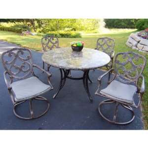   Pacifica Antique Bronze Dining Set with Swivel Chairs