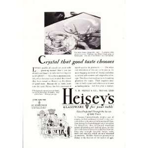   Heiseys Glassware Crystal Original Vintage Print Ad 