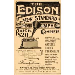   Vintage Ad Edison New Standard Phonograph Antique   Original Print Ad