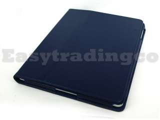 Leather Case Cover Stand Apple iPad 2 Navy Blue Stylus  
