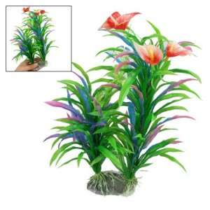   Red Flower Water Plant Ceramic Base for Fish Tank