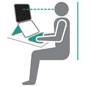  correct ergonomic position. Screen is closer to eye level and arm 