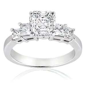  0.90 Ct Asscher Cut Five Stone Diamond Engagement Ring 14K CUT 