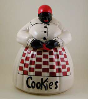 MCCOY JEMIMA MAMMY COOKIE JAR RED WHITE CHECKED APRON  