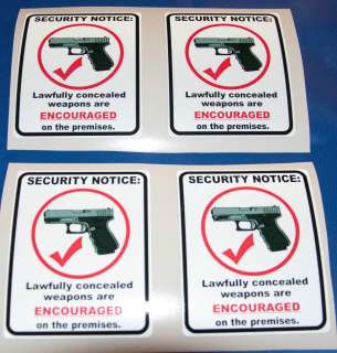Security Notice Concealed Carry encouraged decal 3M  