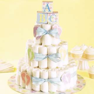 Baby Feet & Blocks Baby Shower Diaper Cake Party Kit 070896431400 