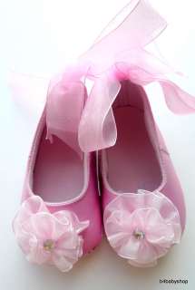 Baby Girl Pink Ballerina Shoes with Flower NEW (6 12M)  