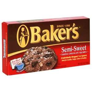 Bakers Semi Sweet Baking Chocolate Squares, 8 oz  Fresh