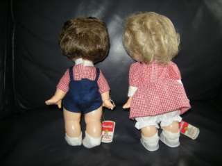 Campbells Soup doll set boy girl gingham clothes 1988  