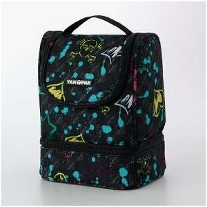 YAK PAK HEART & SKULL SCRIBBLES PATTERN INSULATED TWO COMPARTMENT 