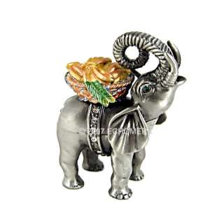   Elephant Jewelry Trinket Box Bejeweled w/banana basket Collectible NIB