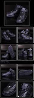 New Black High Top Sneakers Ankle 1 Strap Mens Shoes A  