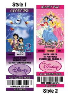 Disney Princess Custom Birthday Party Invitation Ticket  