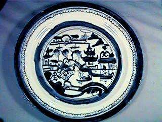 10 Canton China Plate Blue Decoration Mid 1800s  