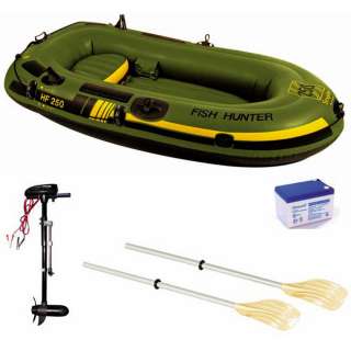   Hunter 250 Inflatable BOAT with Motor, Battery, Oars and Pump  