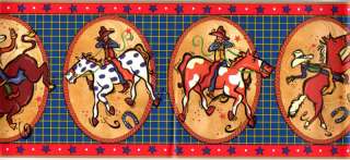   Horses Western Country Rodeo Boys Peel StickWall paper Border  