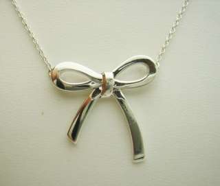 Tiffany & Co. 925 Sterling Silver BOW Pendent Necklace    