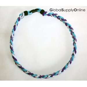 20 22 Ashley Ionic Titanium Geranium Baseball Necklace Purple/Aqua 