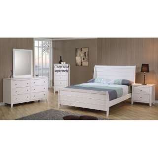    4pc Twin Size Sleigh Bedroom Set Cape Cod Style in White Finish