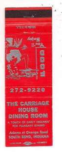 The Carriage House Dining Room South Bend IN Matchbook  