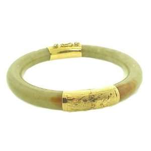  Vintage Two Color Jade 14k Gold Bangle Bracelet Jewelry