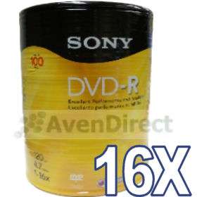 200 New SONY 16X Logo 4.7GB 120 min AccuCORE DVD R DVDR  