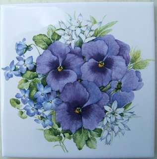 Ceramic Tile Pansies Pansy Purple @Pretty@  