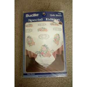 Bucilla Special Edition Quilt Blocks    Pastel Basket Cross Stitch 
