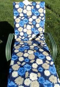 Outdoor CHAISE LOUNGE Patio Chair Cushion BLUE FLORAL Fast Dry 