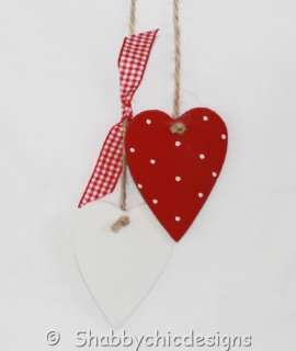 Hanging Wooden Hearts gift decoration shabby country  