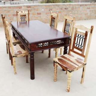   Wood Cherry 7pc Dining Room Kitchen Table 6 Chairs Furniture  