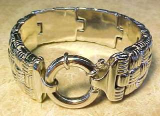 Large 7 3/4 Chunky Sterling Silver Bracelet, Signed RS  